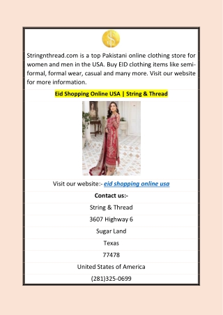 Eid Shopping Online USA  String & Thread