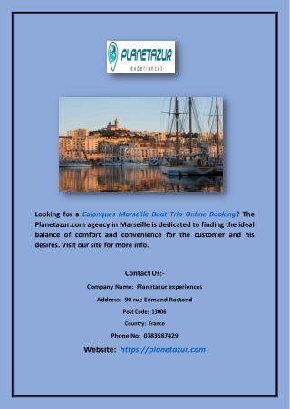 Calanques Marseille Boat Trip Online Booking | Planetazur.com