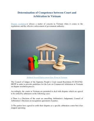 Determination of Competence between Court and Arbitration in Vietnam