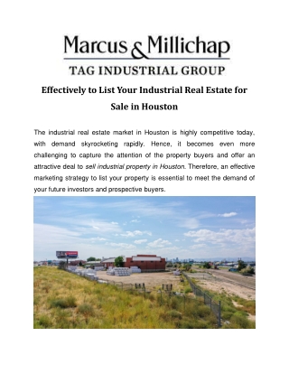 Effectively to List Your Industrial Real Estate for Sale in Houston