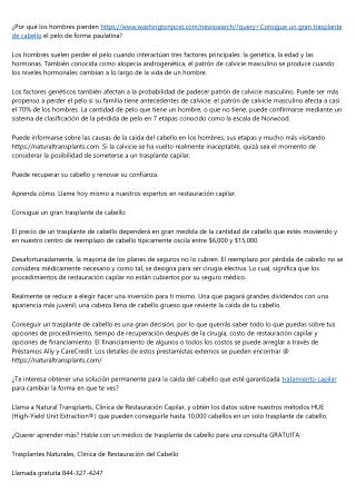 Aprender Costo de Trasplante de Cabello