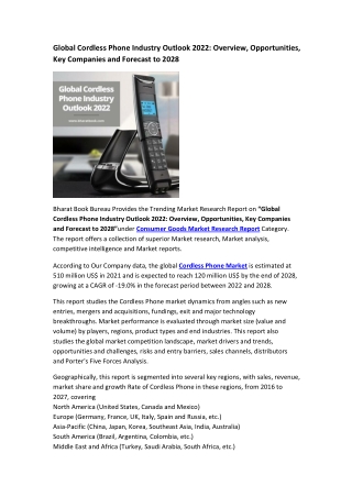 Global Cordless Phone Industry Outlook 2022