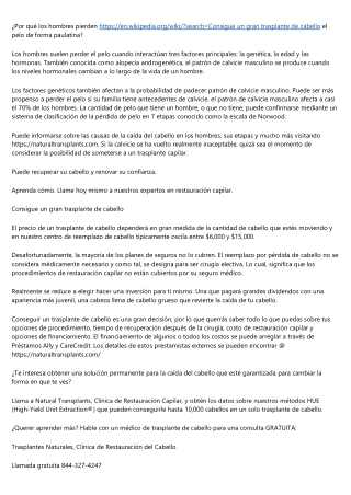 Aprender Comentarios de los Trasplantes de Cabello 2021