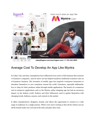 average cost to develop an app like myntra