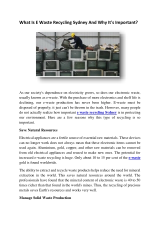 e waste recycling sydney