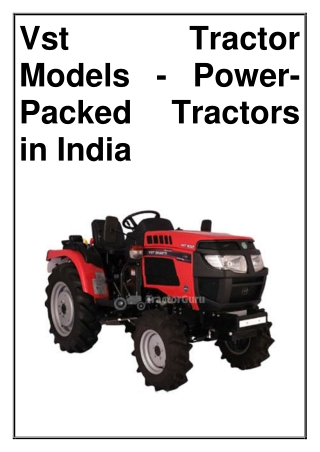 Vst Tractor Models - Power-Packed Tractors in India