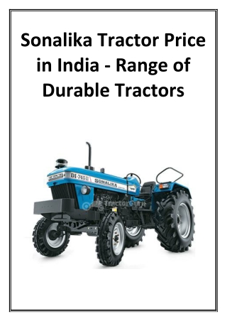 Top Sonalika Tractor Models With Best Features in India