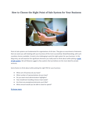 How to Choose the Right Point of Sale System for Your Business