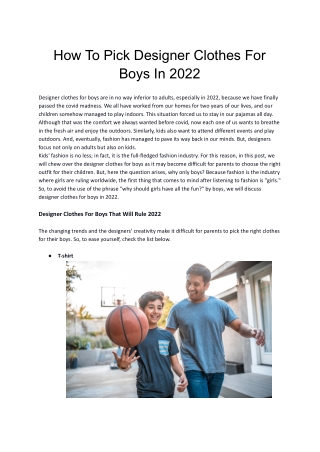 How To Pick Designer Clothes For Boys In 2022