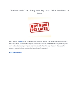The Pros and Cons of Buy Now Pay Later: What You Need to Know