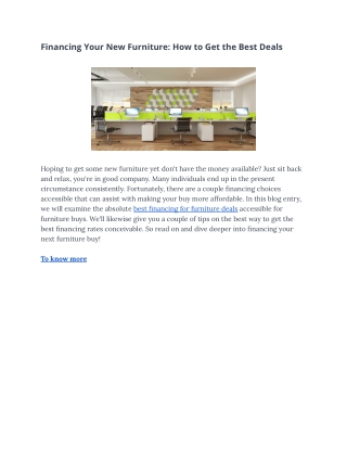 Financing Your New Furniture: How to Get the Best Deals