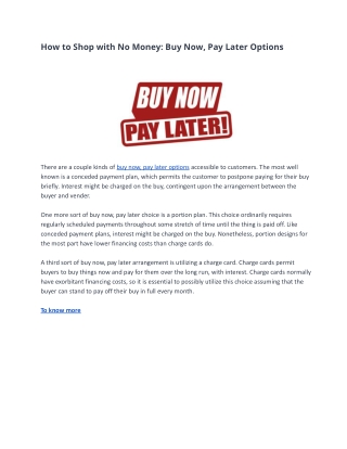How to Shop with No Money: Buy Now, Pay Later Options