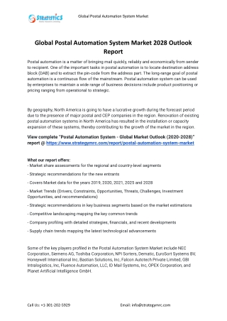 2021 Postal Automation System Industry Global Analysis Report