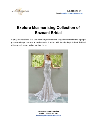 Explore Mesmerising Collection of Enzoani Bridal