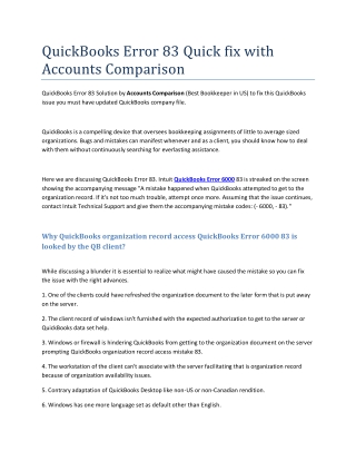 QuickBooks Error 83 Quick fix with Accounts Comparison