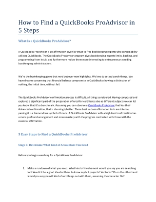 How to Find a QuickBooks ProAdvisor in 5 Steps