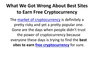What We Got Wrong About Best Sites to Earn Free Cryptocurrency