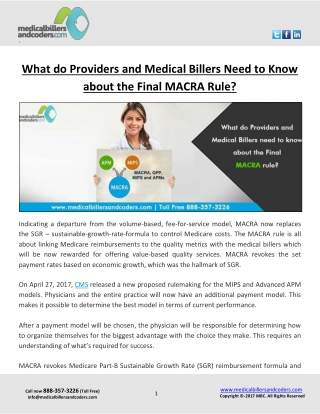 What do Providers and Medical Billers Need to Know about the Final MACRA Rule?