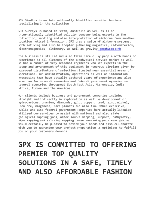 GPX Studies is an internationally identified solution business specialising in the collection