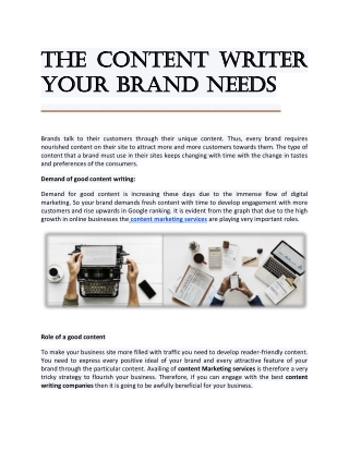 THE CONTENT WRITER YOUR BRAND NEEDS