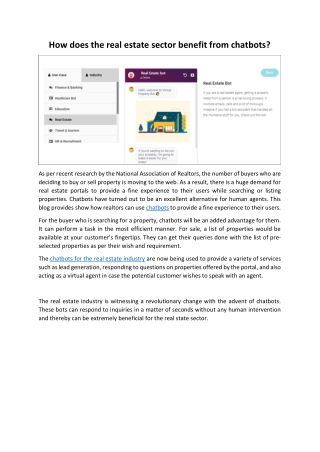 How does the real estate sector benefit from chatbots
