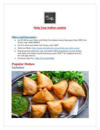 $5 off - Holy cow Indian Cuisine Sanctuary Point, NSW
