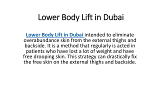 Lower Body Lift in Dubai