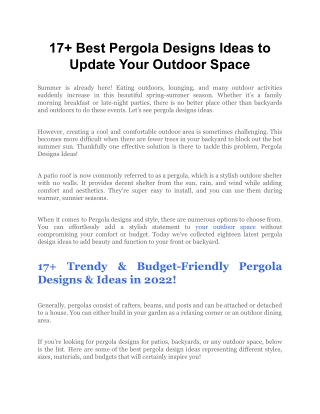17  Best Pergola Designs Ideas to Update Your Outdoor Space