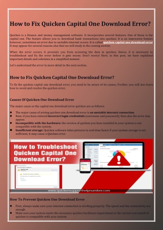 How to Fix Quicken Capital One Download Error