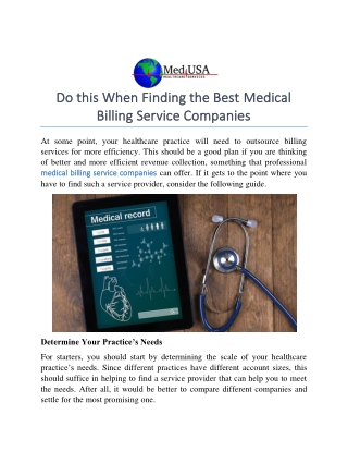 Do this When Finding the Best Medical Billing Service Companies