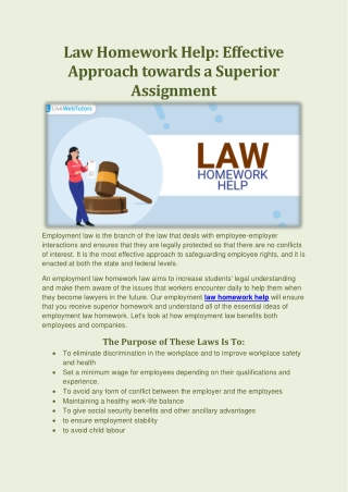Law Homework Help- Effective Approach towards a Superior Assignment