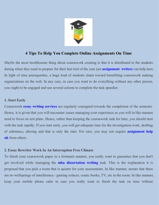 4 Tips To Help You Complete Online Assignments On Time
