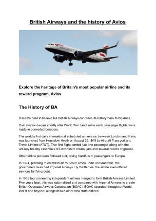 British Airways and the history of Avios