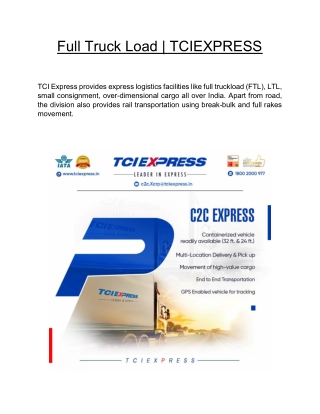 Full Truck Load | TCIEXPRESS