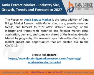 Amla Extract Market – Industry Trends and Forecast to 2027