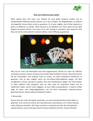 Wie man Pokerturniere spielt