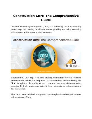 Construction CRM- The Comprehensive Guide