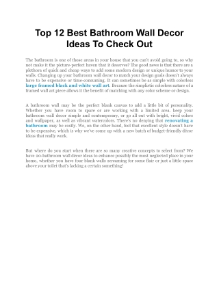 Top 12 Best Bathroom Wall Decor Ideas To Check Out