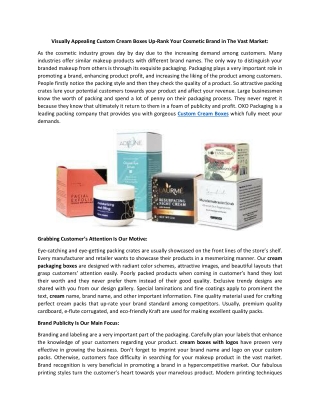 Attract Ladies Towards Your Brand with Fancy Custom Cream Boxes