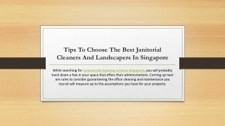 Tips to choose the best janitorial cleaners and landscapers in Singapore