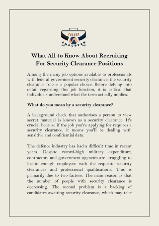 What All to Know About Recruiting For Security Clearance Positions