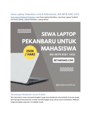 Sewa Laptop Pekanbaru Untuk Mahasiswa, WA 0878 9381 1922