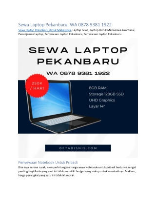 Sewa Laptop Pekanbaru, WA 0878 9381 1922