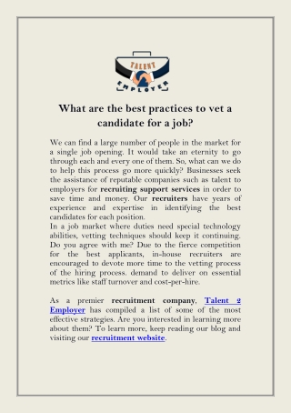 What are the best practices to vet a candidate for a job