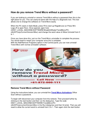 How do you remove Trend Micro without a password-