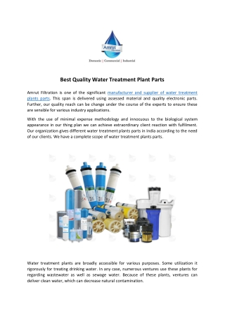 Water Treatment Plant Parts