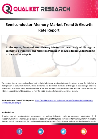 Semiconductor Memory Market Size, Trends & Growth, Forecast-2027