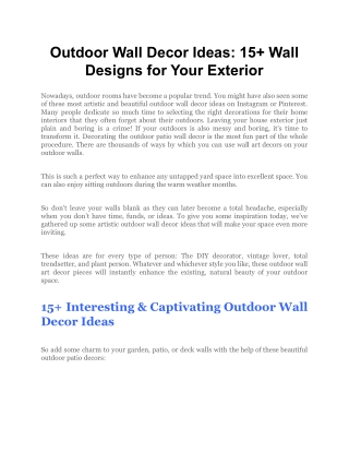 Outdoor Wall Decor Ideas_ 15  Wall Designs for Your Exterior