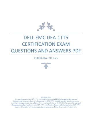 Dell EMC DEA-1TT5 Certification Exam Questions and Answers PDF