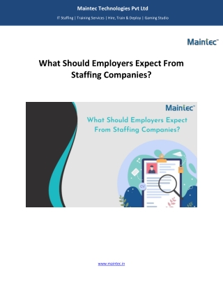 Employers Expect from staffing Company - Maintec